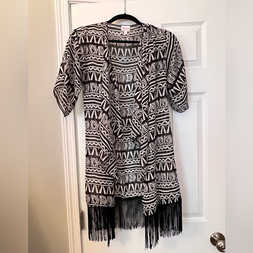 LuLaroe Black and White Kimono - Size Small